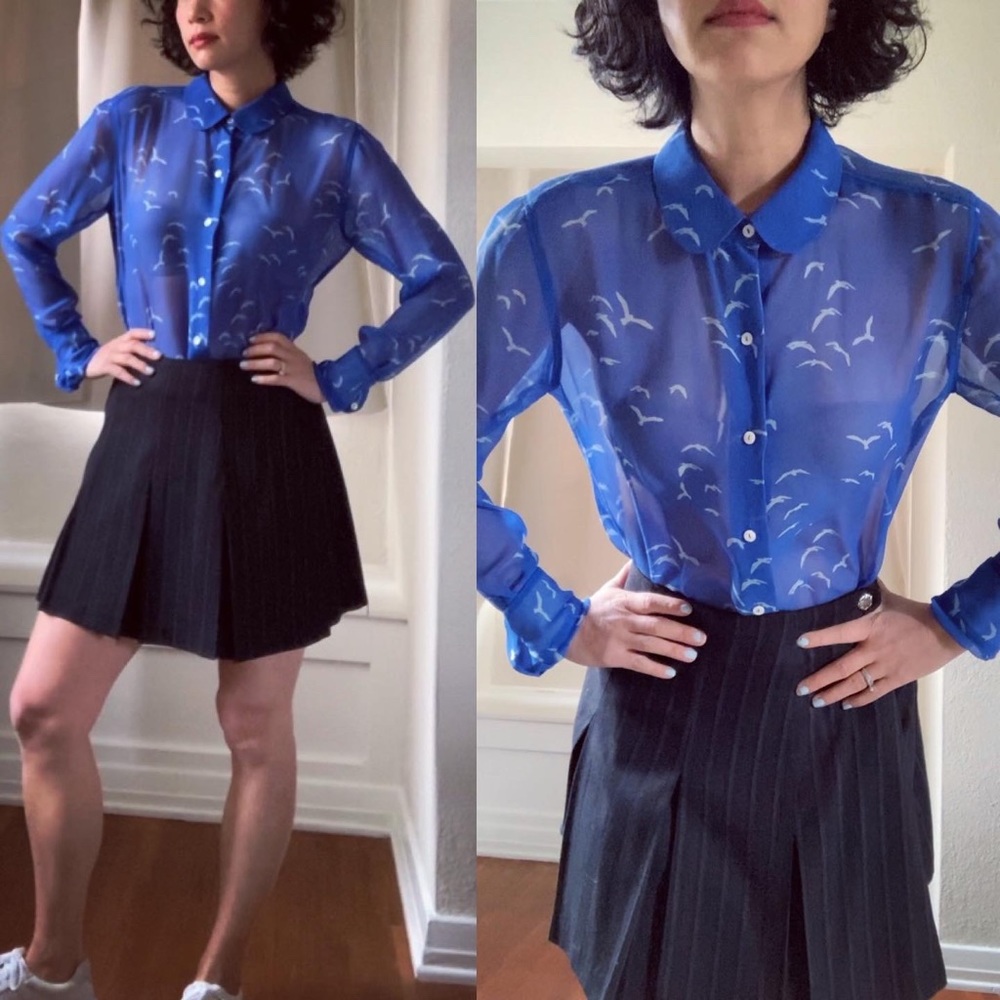 Equipment Silk Bird Print Blouse
